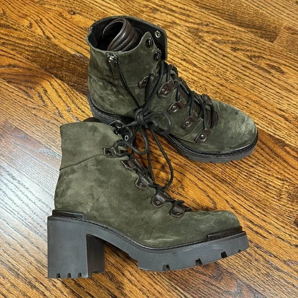 Aquatalia Women Dark Green Suede Leather Boots Shoes Size US 9 - Picture 4 of 6